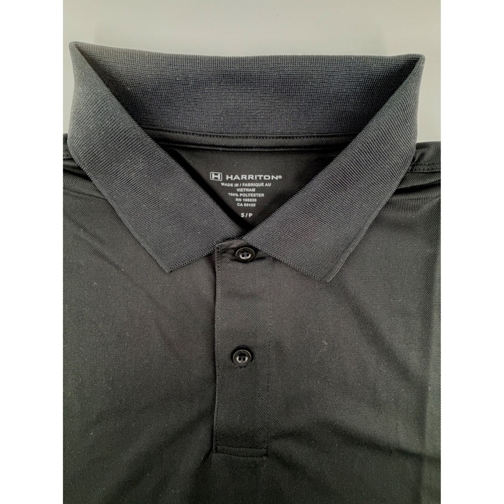 Harriton Mens Black Performance Polo Shirt Short‎ Sleeve M354 Size Small S